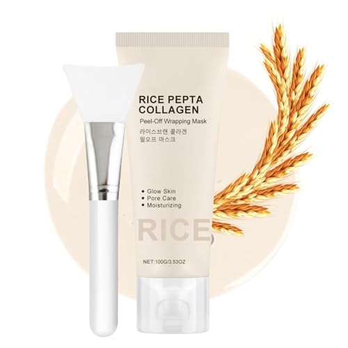 Rice Collagen Mask Overnight - Collagen Night Wrapping Mask - Korean Face Mask with Rice Extract,Soluble Co-llagen,Peptide - Co-llagen Overnight Peel-Off Mask - Korean Skincare Deep Hydration