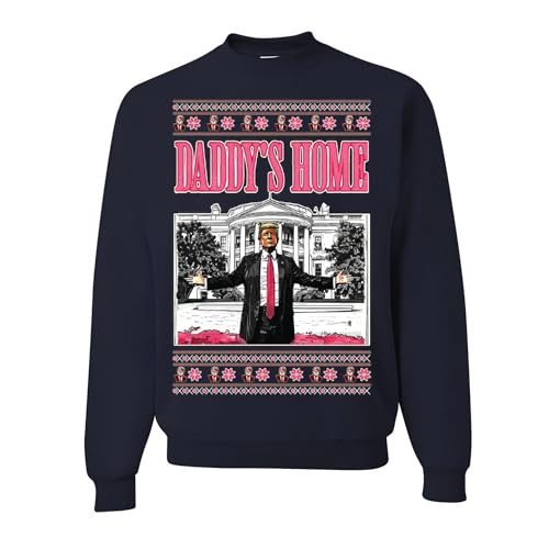 wild custom apparel I'll Be Home for Christmas Donald Trump Ugly Christmas Sweater Crewneck Sweatshirt
