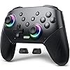 VOYEE Switch Controllers Wireless, Compatible with Switch Pro Controllers for Switch/Switch Lite/OLED/PC, One-Key Pairing Gamepad with 9-Color RGB LEDs 800mAh Battery 6-Axis Motion Wake Up Function