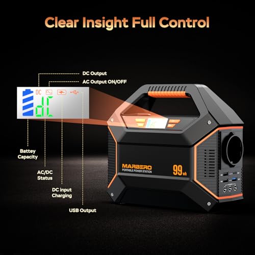 Image of MARBERO 155Wh Solar Generator with Solar Panel Included 30W Portable Power Station 100W 150W Surge Multi-Output Solar Powered Generator Ultra Lightweight for Camping Emergency Blackout