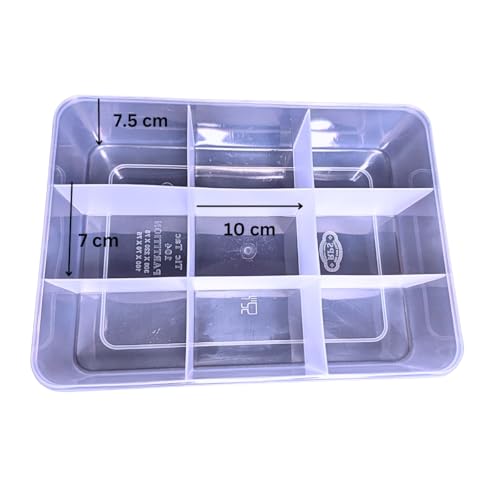 Image of AANIJ Multipurpose Plastic Storage Box Organizer with Fix Dividers 9 Grids Pack of 2 Transparent for Multi Use at Home, Office, Shop Size 31 X 22 X 7.5 cm