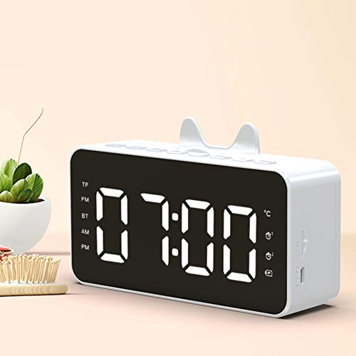 Smart Bluetooth-Lautsprecher-Bluetooth-Audio-Geschenk-Wecker-Spiegel-Uhr-Lautsprecher Kleiner Lautsprecher,Weiß