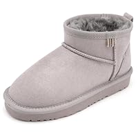 Stelle Kids Snow Boots Girls Boys Winter Ankle Boots Outdoor Warm Slip On Faux Fur Lined Shoes for Toddler/Little/Big Kid（Grey,13ML