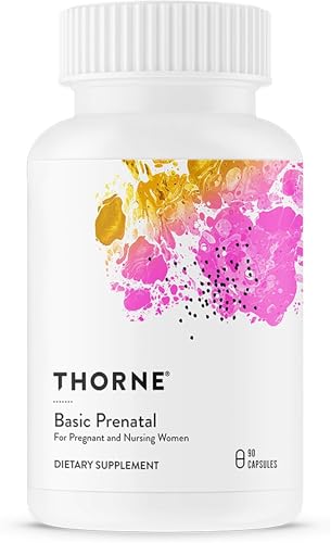 THORNE Basic Prenatal - Well-Researched Folate Multi for Pregnant & Nursing Women - Includes 18 Vitamins & Minerals Plus Choline - Third-Party Certified - Gluten Dairy & Soy-Free - 30 Servings