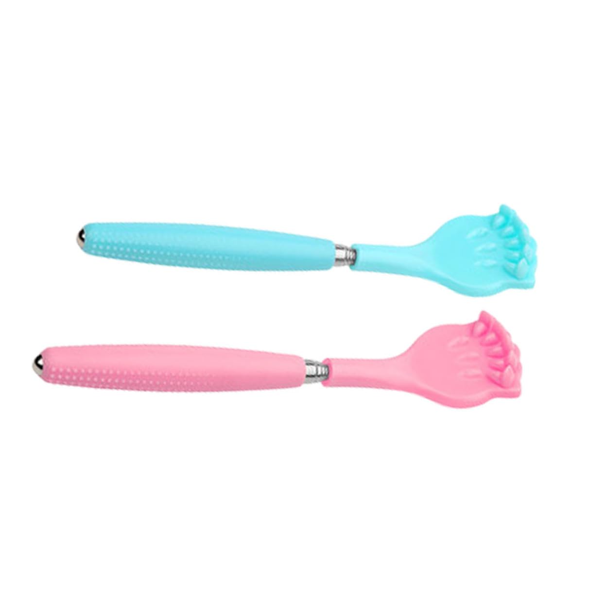 6piezas Rascador De Espalda Flexible Diseño Telescópico Masajeador Corporal Multifuncional Azul y Rosa Para Aliviar Picazón y Estrés
