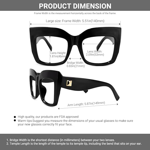 Image of VOOGLAM Stylish Oversize Square Blue Light Blocking Glasses for Women Men Anti Eyestrain UV Eyewear Cassandra