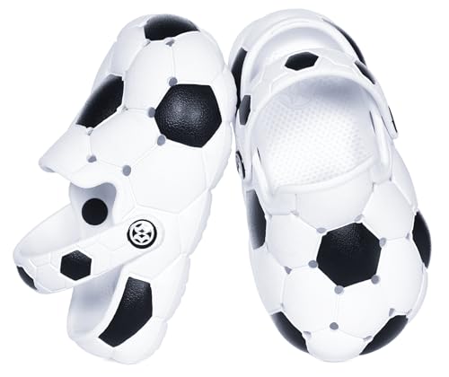 KUKTO Kids Boys Girls Soccer Football Basketball Clogs Little Kids Sports Clogs Slip On Sandals Lightweight Breathable Non-Slip Summer Beach Garden Shoes