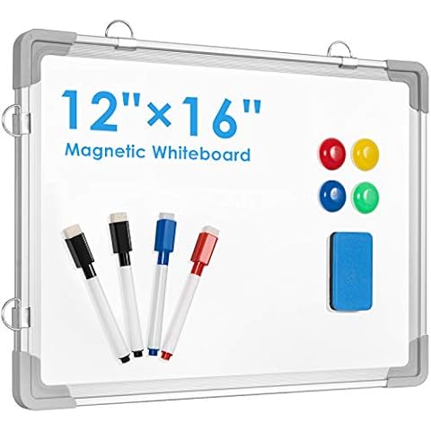Small Dry Erase White Board, ARCOBIS 12" x 16" Magnetic Hanging Double-Sided Whiteboard for Wall, Portable Mini White Board for Drawing, Kitchen Grocery List, Cubicle Planning Memo Board Cover