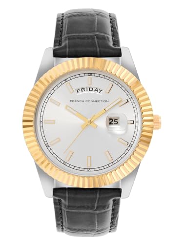 Image of French Connection Day Date Silver Dial Quartz Watch for Men - FCN0135SBL