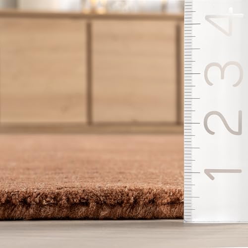 Image of Nuloom Speckled Brick Solid Flatweave Wool Area Rug, 4' x 6' | Nuloom Speckled Solid 4' x 6' Wool Area Rug for Living Room Bedroom Dining Room, Brick