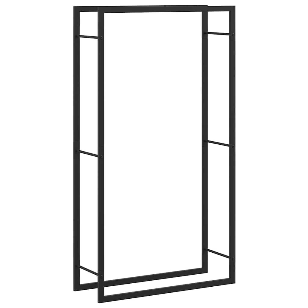 Étagère à bûches de chauffage en acier noir mat - 80 x 28 x 154 cm - Robuste - Avec fixation murale pour le stockage du bois sec - Support à bûches - Panier à bois idéal pour le salon