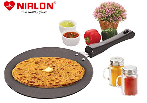 Image of Nirlon Induction Base Nonstick Aluminium Cookware Set Including Concave Tawa 28 cm, and Fry pan 22 cm with Glass Lid