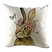 Zldhxyf Ostern Kissenbezug Hasenselementstile Muster Dekorative Kissenhülle Baumwolle Leinen Frühling Kissenbezüge Kissenhüllen Sofakissen Osterhase Kissenhülle Pillowcase
