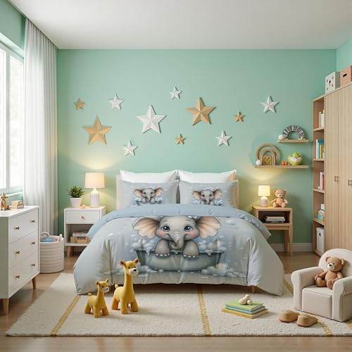 Housse de couette pingouin anti-plis pour lit d'adolescent et enfant
