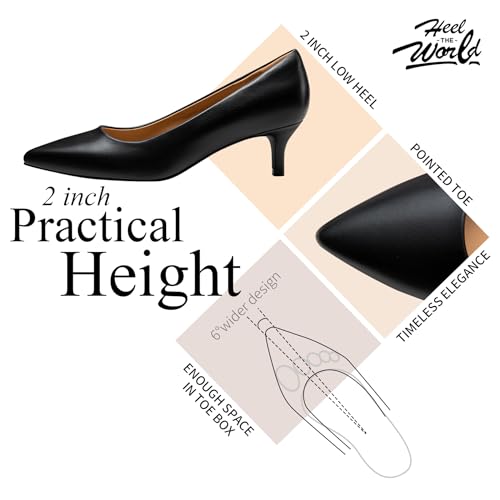 Heel The World Women's Pumps, Black Nude White Gold Brown Kitten Heels for Women 2 inch3