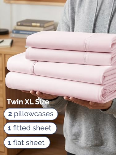 Image of Extra Deep Twin XL Sheet Set - 4 Piece Breathable & Cooling - Lavender Pink | Hotel Luxury Bed Sheets Set, Easy & Secure Fit, Ultra-Soft, Wrinkle & Fade Free, Comfy Sheets Set with Extra Deep Pockets