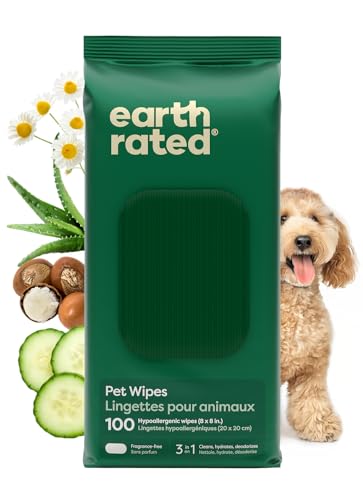 Earth Rated Pet Wipes for Dogs and Cats,...