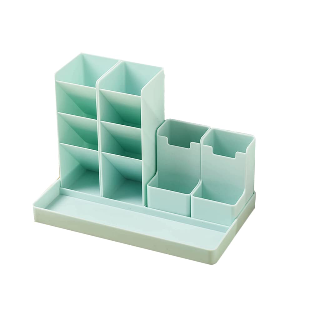 Portapenne, portapenne portaoggetti da scrivania, portapenne portaoggetti, portapenne multifunzionale, portapenne for aula, ufficio, scuola (azzurro chiaro1) (bianco verde1)