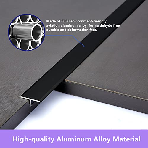 10 Pcs Aluminium Alloy T Molding Floor Transition Strip 48" Long Doorway Edge Trim For Wood,Tile,Vinyl,Laminate Floors Bridges The Gap (Black, 0.77"(19.5Mm) Wide) #TOP2