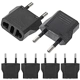 Mikikit Adaptateur Prise USA vers France 6pcs en Cuivre Abs, Accessoire de Voyage Portable pour Bureau et Domicile, Chargeur Multi Embout Léger et Pratique