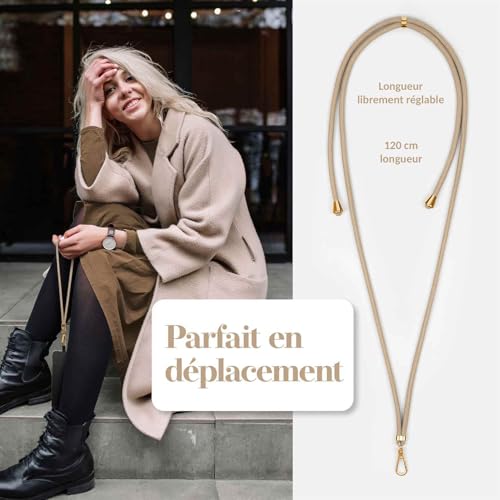 Collier pour smartphone avec coussinet amovible rapide beige
