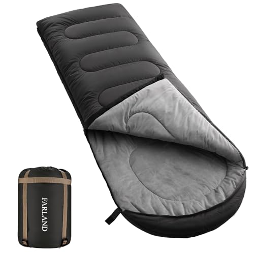 FARLAND Sleeping Bag for Adults, Cold Weather & Warm Plush Fleece-Lined Interior - Portable Waterproof Windproof with Compression Sack for Camping Hiking Traveling Indoor & Outdoor