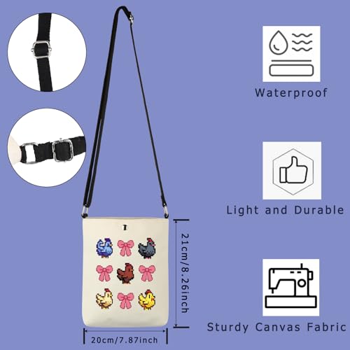TIIMG Star-dew Game Inspired Gift Valley Video Farming Game Player Gift Pixel Chicken Crossbody Bag2