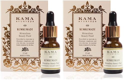 Image of Kama Ayurveda 8906014830089 Kumkumadi Thailam Miraculous Beauty Fluid Ayurvedic Night Serum (Facial Oil) (12ml) (Pack of 2)