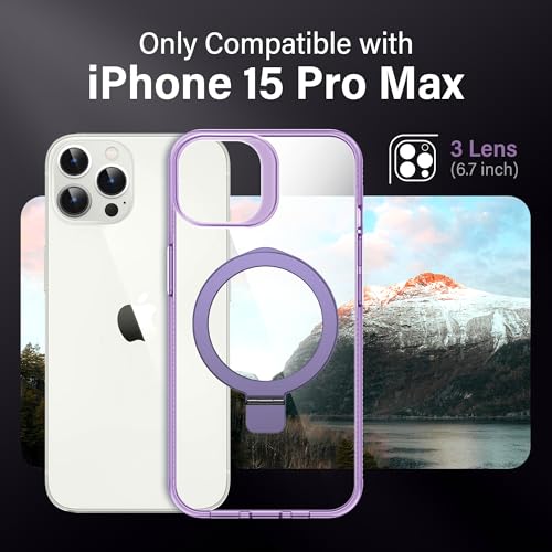 Coque iPhone 15 Pro Max Transparente Violet avec Support - 7
