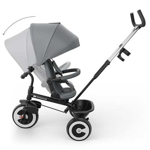 Miniatura 6 de Kinderkraft Aston 2 Pro Triciclo Evolutivo, Bicicleta Sin Pedales, Bicicleta Bebe, para Niños, Cinturón, con Accesorios, Portavasos, Cesta, 9 Meses a 25 kg, Gris