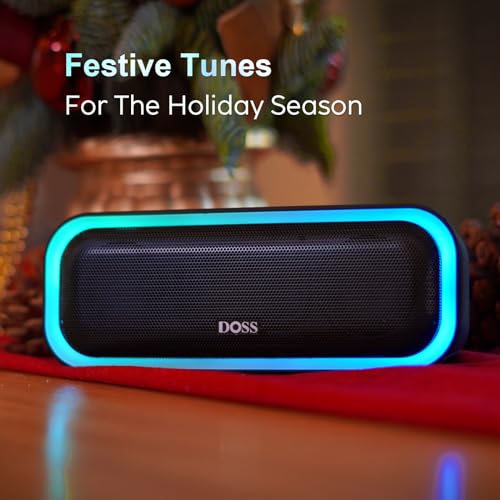 DOSS SoundBox Pro Bluetooth Speaker with 20W Stereo Sound, Active Extra Bass, IPX6 Waterproof, TWS Pairing, Multi-Colors Lights, 20H Playtime, Portable for Beach, Outdoor-Blue - Thumbnail 4