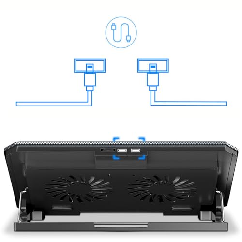 Base de enfriamiento metálica ligera para notebook con doble ventilador miniatura 6