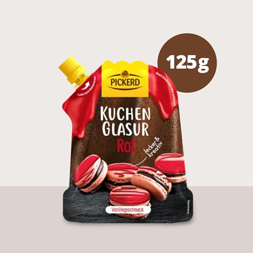 Pickerd Kuchenglasur 3er-Pack Rot, Blau & Grün – je 125 g – Vanille- & Zitronengeschmack – Perfekt zum Dekorieren und Glasieren von Kuchen, Muffins, Torten & Gebäck – Einfach in der Anwendung