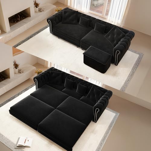 UQGVML Oversized Sleeper Sofa Couch, 89" Convertible Sleeper Sofa Bed