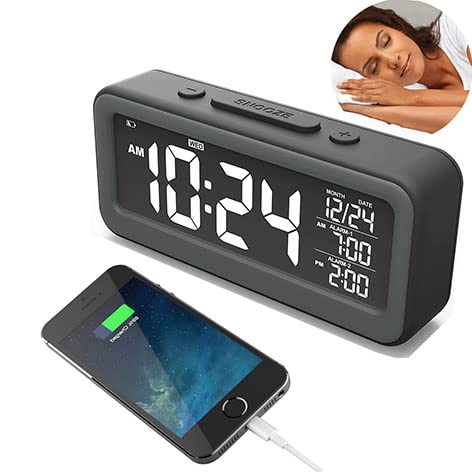 Digital Alarm Clock For Heavy Sleepers Adults, Alarm Clocks For Bedrooms With Adjustable Dimmer, Dual Options Desk Clock For Bedroom, Kids Alarm Clock With Usb Charger,Easy To Set, Battery Backup #TOP9