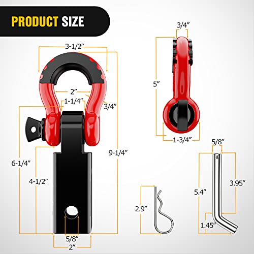 Image of Nilight Shackle Hitch Receiver 2Inch 45000 LBs Breaking Strength 3 /4 inch D Ring Shackle w /Trailer Hitch Pin Heavy Duty Solid Recovery Towing Kit for Trucks Jeeps Off-Road