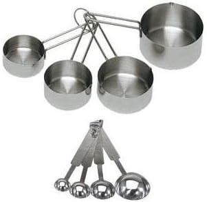 Onesource 16-Piece Deluxe Stainless Steel 3 Sets of Four Measuring Cups and 3 Sets of Four Measuring Spoons