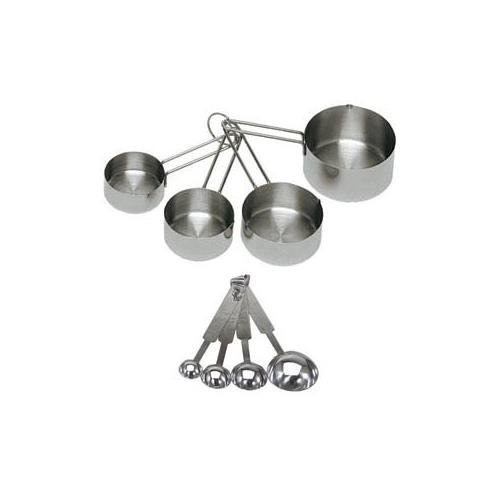 Update International 16-Piece Deluxe Stainless Steel 2 Sets of Four Measuring Cups and 2 Sets of Four Measuring Spoons by Update International