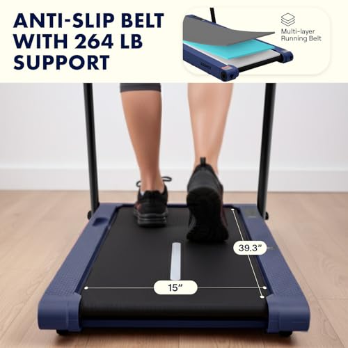 Image of Squatz 2‑in‑1 Walking Pad Treadmill with Handlebar & Vibration Plates - Compact Walking Pad with LED Display, Device Holder, Quiet 1.0HP Motor & Remote for Home or Office Fitness