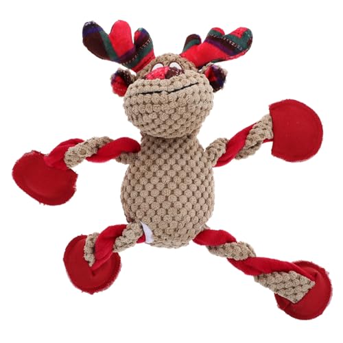 YARNOW 耐久性あるクリスマスぬいぐるみ犬用噛むおもちゃ かわいいトナカイ サンタデザイン 鳴く玩具 ストレス軽減 トレーニング用ペット咀嚼玩具
