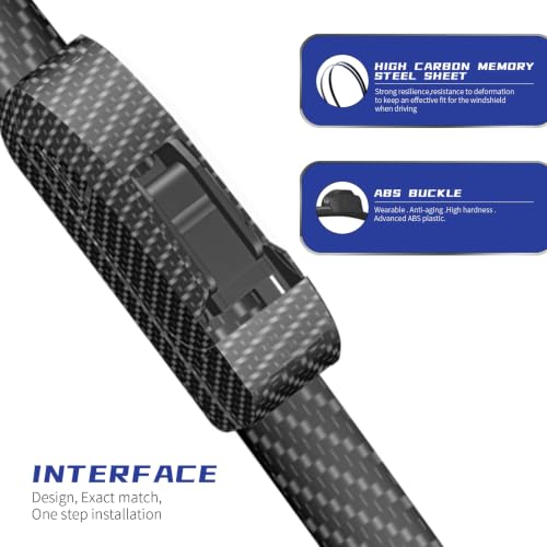 Image of OEM QUALITY 26 inch + 22 inch Premium All-Seasons Durable Stable And Quiet Carbon Fiber Silver Windshield Wiper Blades (Set of 2)