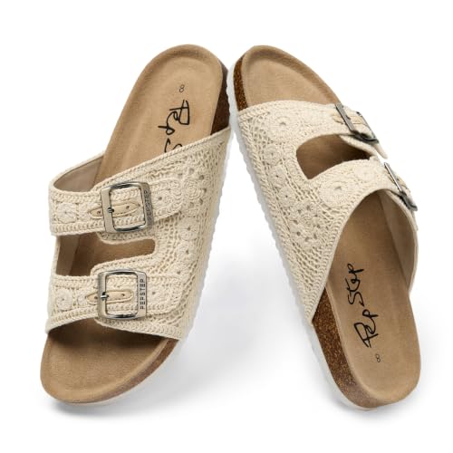 Image of PepStep Slide Sandals for Women with Soft Cork Footbed and Strap, Ladies Fashion Platform Slide Sandals Comfortable Slip On Style