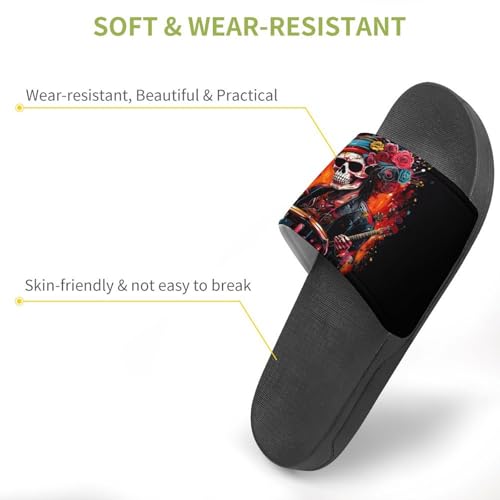 Rocker Drumming Sugar Skull Drummer House Sandals Non-Slip Bathroom Slippers Beach Summer Shoes for Men Women3