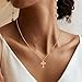 BLUEELM Cross Necklace For Women, Dainty 14K Gold Plated Cross Pendant Necklaces Small Non Tarnish Gold Necklace Cute Choker Necklaces for Women Simple Waterproof Jewelry Cute Trendy Stuff