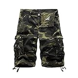 Erston Mens Camo Cargo Shorts Relaxed Fit Lightweight Multi Pocket Camouflage Outdoor Twill Cargo Sh