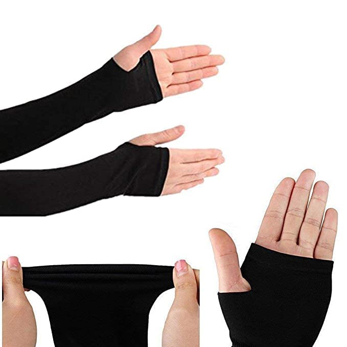 Image of Arm Sleeve UV Protection Cooling Arm Sleeves for Sports Driving Sun Protection Full Hand Gloves Arm Cover For Unisex with Thumb Hole for Boys Girls