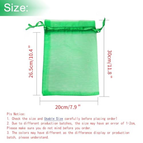 Image of Dealglad 50pcs Drawstring Organza Jewelry Candy Pouch Christmas Wedding Party Favor Gift Bags (8x12, Green)