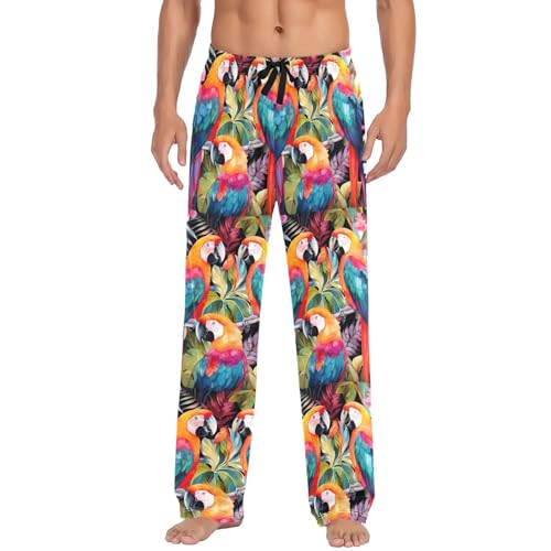 Parrots Men's Pajamas Pants Cotton Sleep Bottoms Pants Lounge Sleepwear - S2