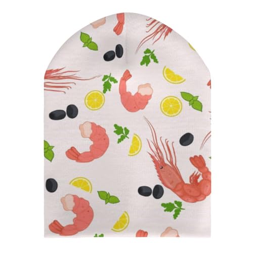 Shrimp Lemon Food Pattern Kids Beanie Hat for for Girls Boys Children Cap Winter Knitted Chemo Cancer Headwear Accessories Gifts Decoration3