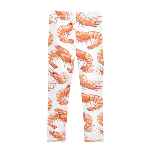 Red Shrimp Colorful Lobster Marine Girls Leggings Kids Yoga Pants Dance Active Tights 4T2